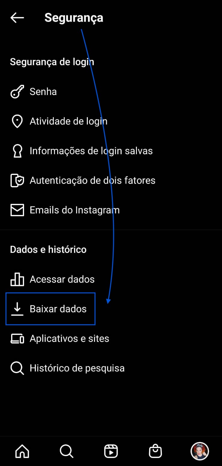 Baixar dados do Instagram (Imagem: Reprodução/Android)