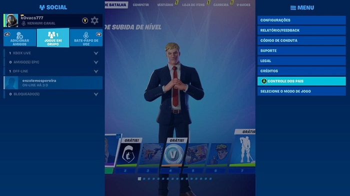 Como ativar e desativar o Controle dos pais do Fortnite (Imagem: Leandro Kovacs/Reprodução)