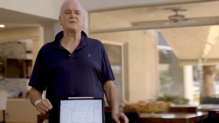 Em uma sátira, John Cleese, de Monty Python, registra desenho feito em iPad como NFT (Imagem: Reprodução/Twitter)