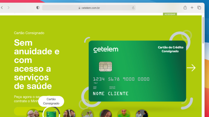 Site da Cetelem (Imagem: Reprodução)