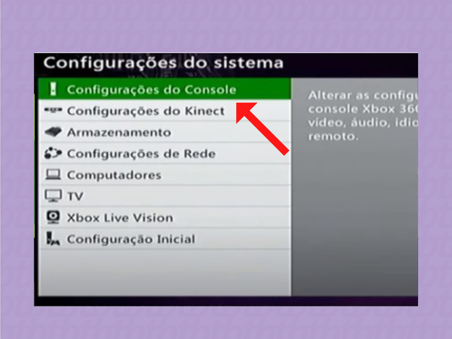 Imagem passo a passo formatar Xbox 360