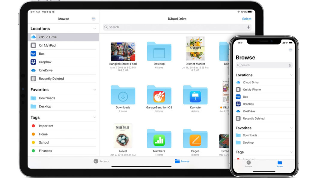 iCloud Drive no iPad e iPhone (Imagem: Divulgação/Apple)