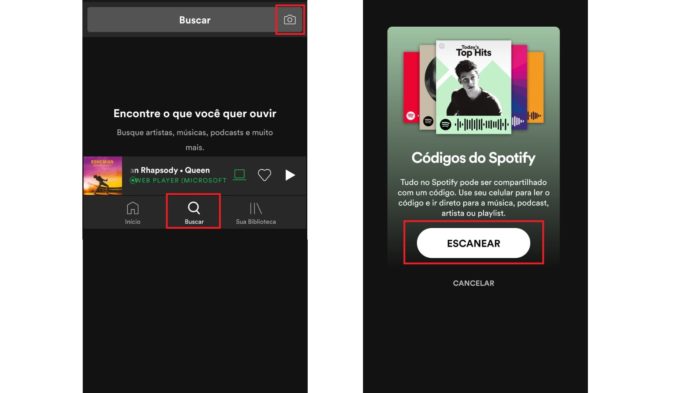 Você pode escanear o Code gerado por outras pessoas com a câmera do Spotify (Imagem: Reprodução / Spotify)