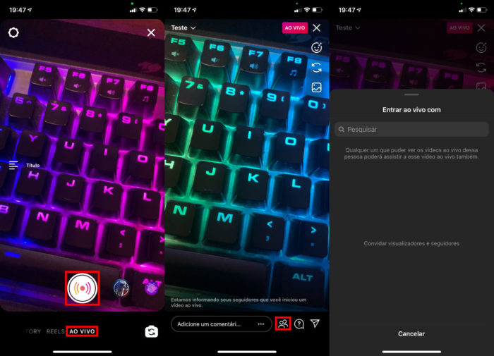 Como criar uma live do Instragram com até 4 pessoas (Imagem: Reprodução/Instagram)