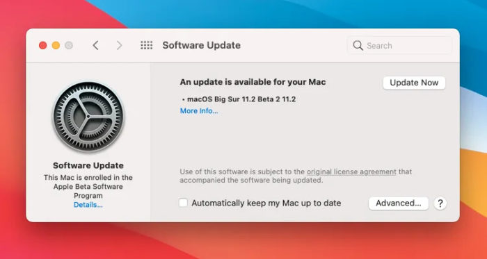 Atualização de sistema disponível para o macOS (Imagem: Reprodução/Apple)
