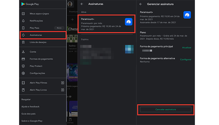 Como cancelar assinatura play store