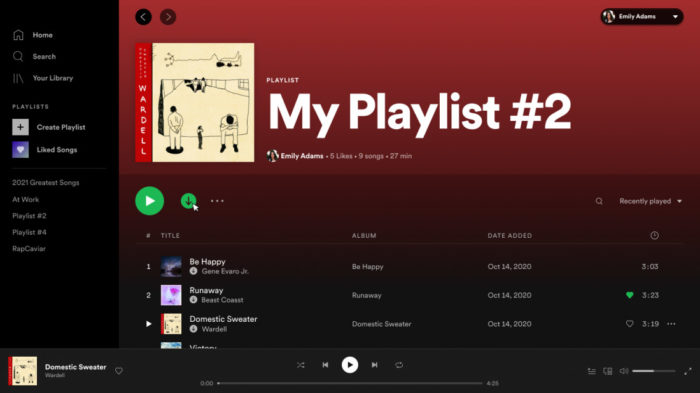 Serviço atualizou botão para baixar playlists (Imagem: Divulgação/Spotify)