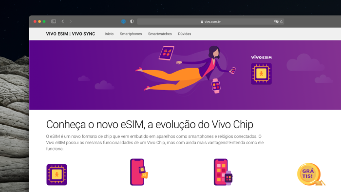 Site da Vivo informa disponibilidade de eSIM (Imagem: Reprodução)
