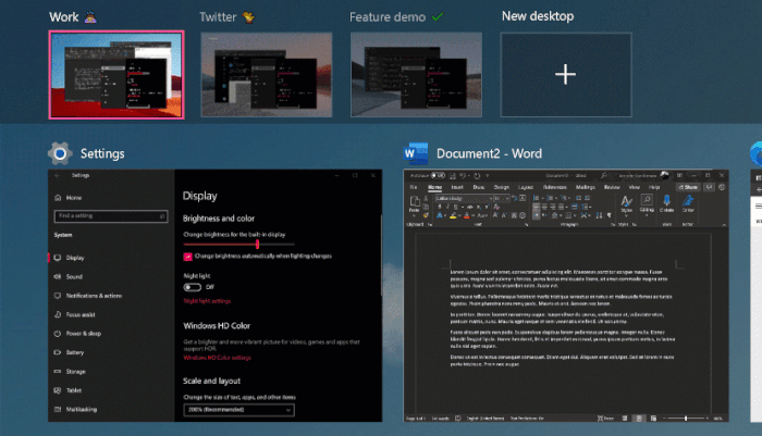 Reorganização de desktops virtuais no Windows 10 (animação: Microsoft)