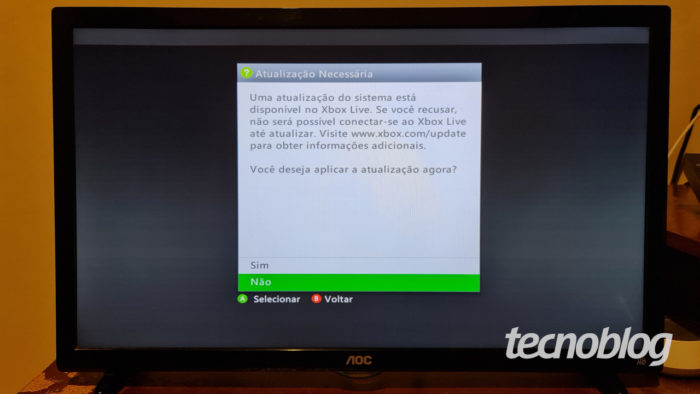Atualização automática do Xbox 360 (Imagem: Ronaldo Gogoni/Tecnoblog)