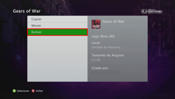 Processo de apagar jogos do Xbox 360 (Imagem: Reprodução/Microsoft)