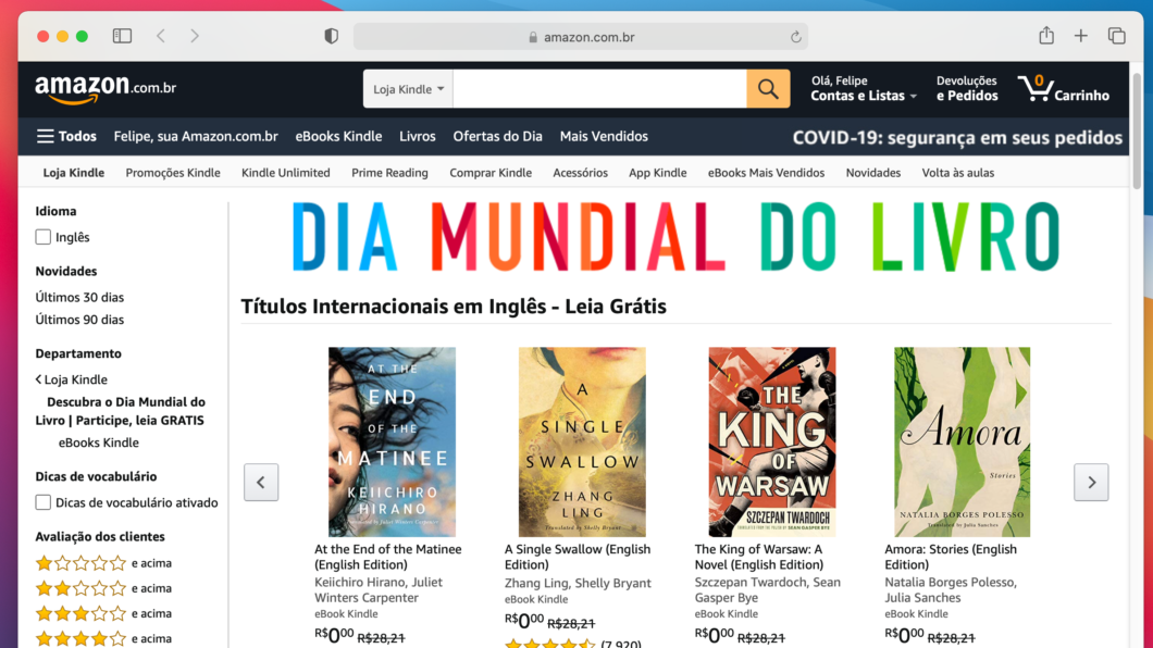 Amazon dá livros para ler no Kindle, PC ou celular (Imagem: Reprodução)