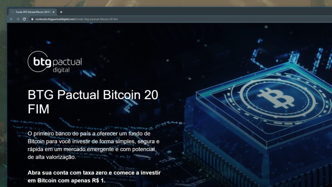 Banco de investimento BTG Pactual lança fundo de bitcoin (Imagem: Reprodução)
