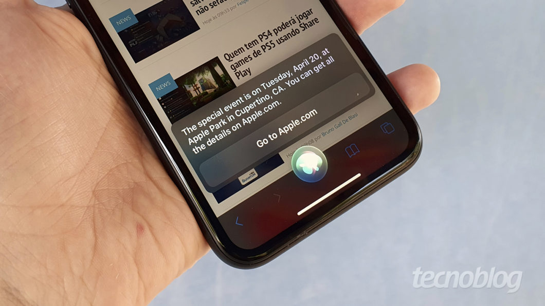 Siri diz que Apple vai realizar evento no próximo dia 20 (Imagem: Bruno Gall De Blasi/Tecnoblog)