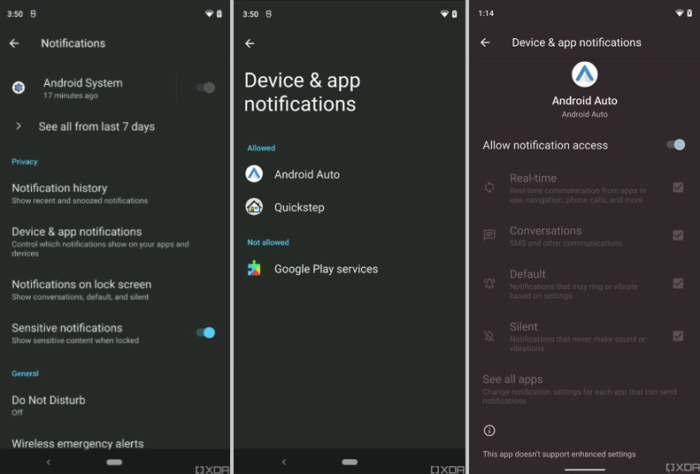 Controle para leitura de notificações no Android 12 (Imagem: reprodução/XDA-Developers)