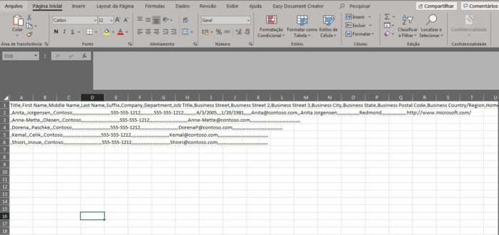 O arquivo de texto pode ser aberto no Excel diretamente (Imagem: Reprodução / Excel)