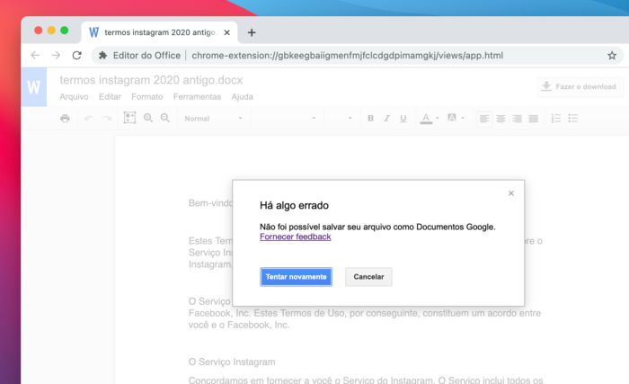 Erro no download de arquivo do Google Slides - Comunidade Editores