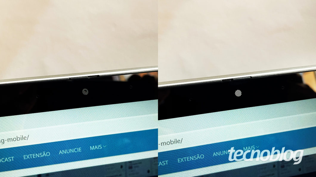 A webcam do Probook X360 vem com proteção (imagem: Emerson Alecrim/Tecnoblog)