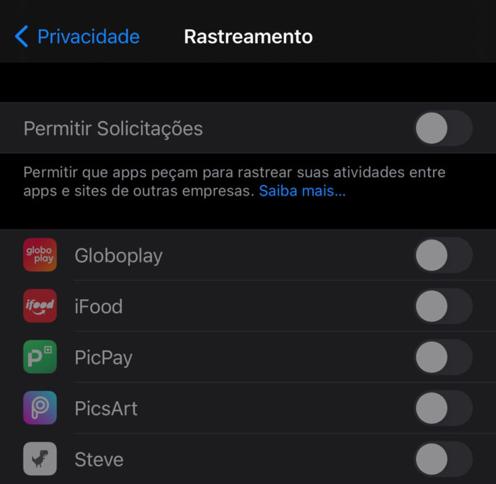 iOS 14.5 pode manter botão de rastreamento bloqueado (Imagem: Reprodução)