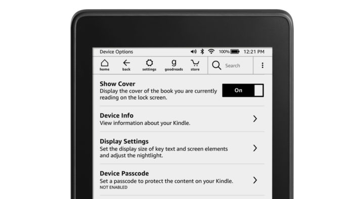 Opção do Kindle para mostrar a capa de livro na tela de bloqueio (Imagem: Reprodução/Amazon)