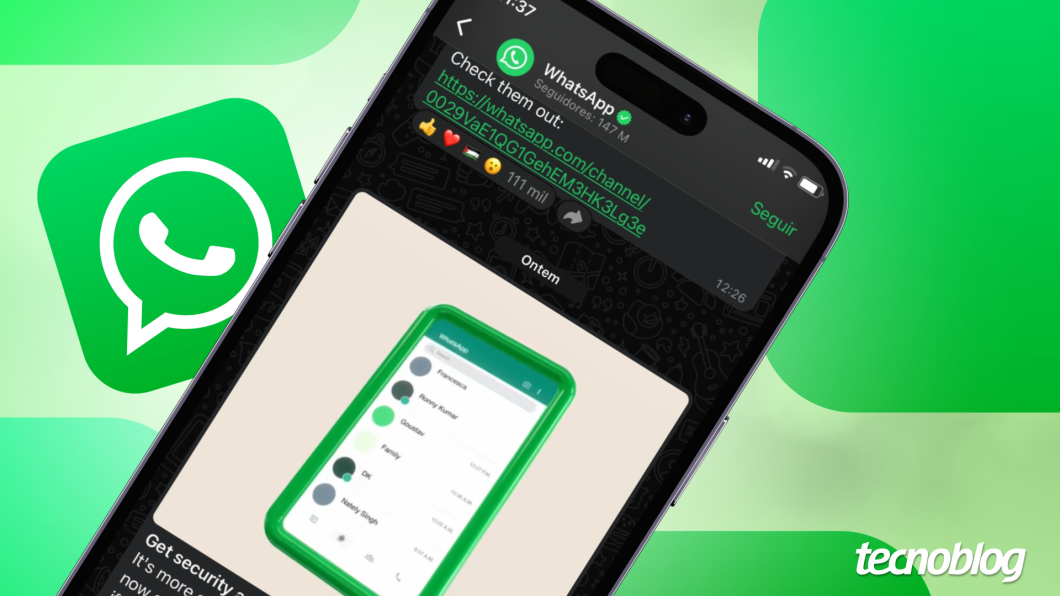 Print de tela mostra o WhatsApp com nova cor verde neon