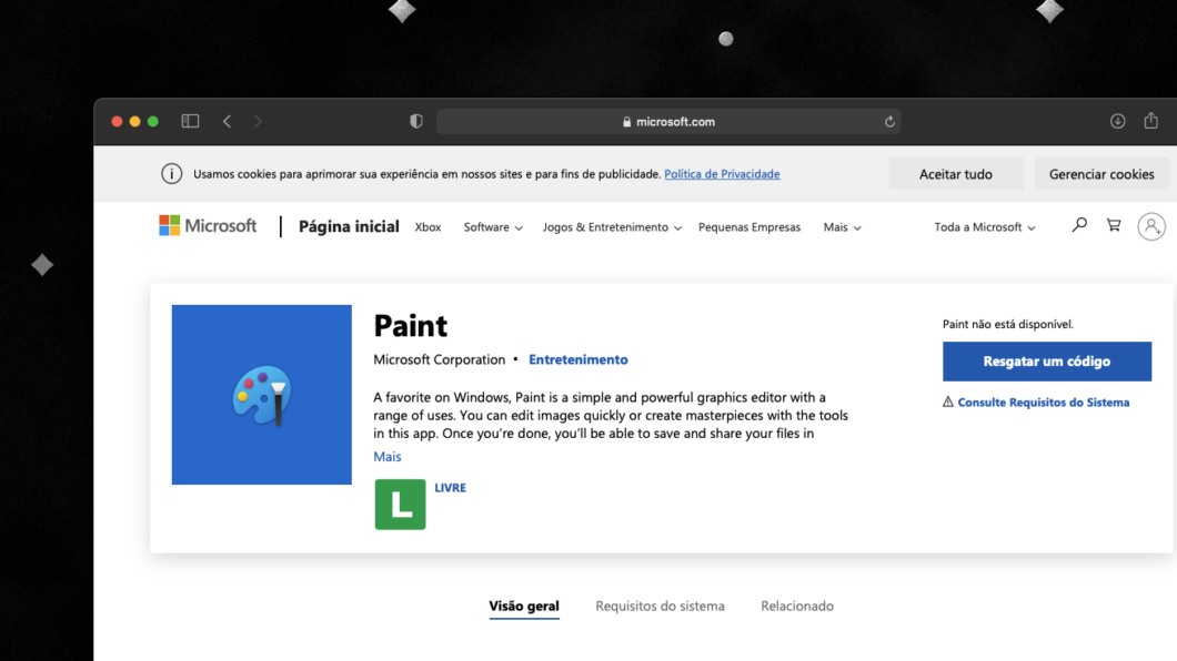 Paint chega na Microsoft Store (Imagem: reprodução/Microsoft Store)