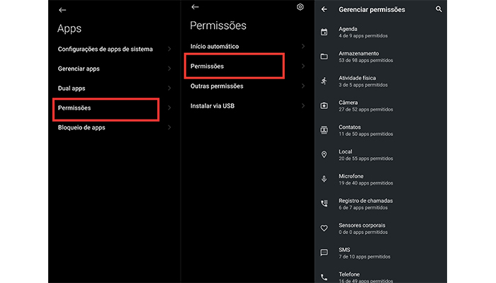 Segurança de app, permissão de aplicativo e download seguro