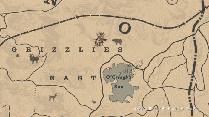 Localização do Urso-cinzento Lendário Bharati no mapa (Imagem: Reprodução/Rockstar Games)