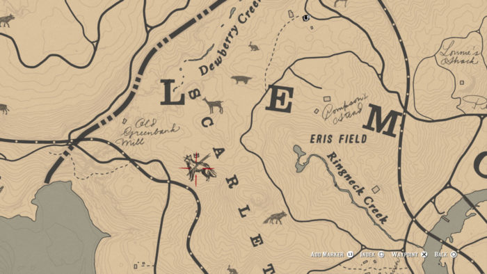 Localização do Coiote Lendário no mapa (Imagem: Reprodução/Rockstar Games)
