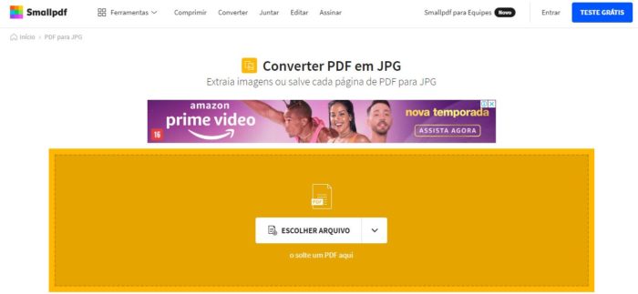 O SmallPDF é um site gratuito para conversão de PDF (Imagem: Reprodução / SmallPDF)