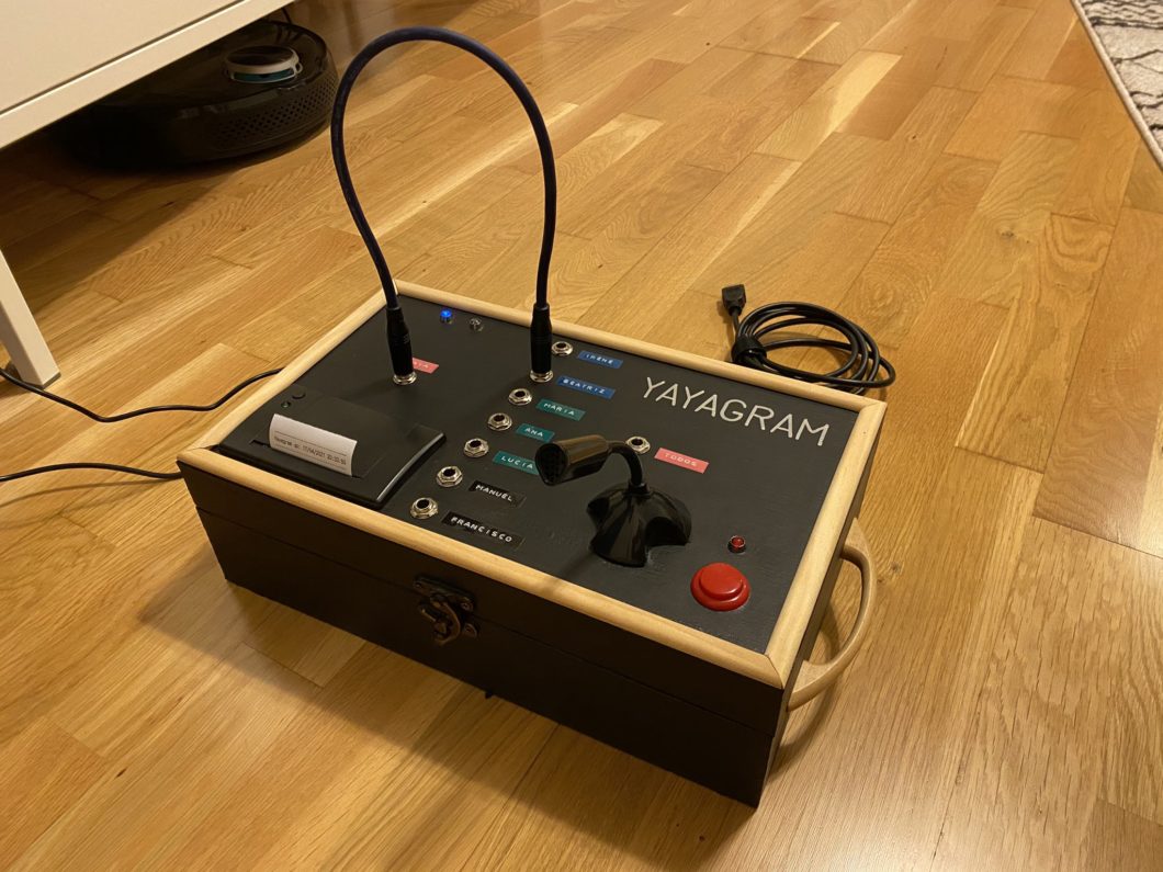 Yayagram, uma máquina que envia áudios e recebe mensagens do Telegram (Imagem: Reprodução/Manuel Lucio Dallo/Twitter)