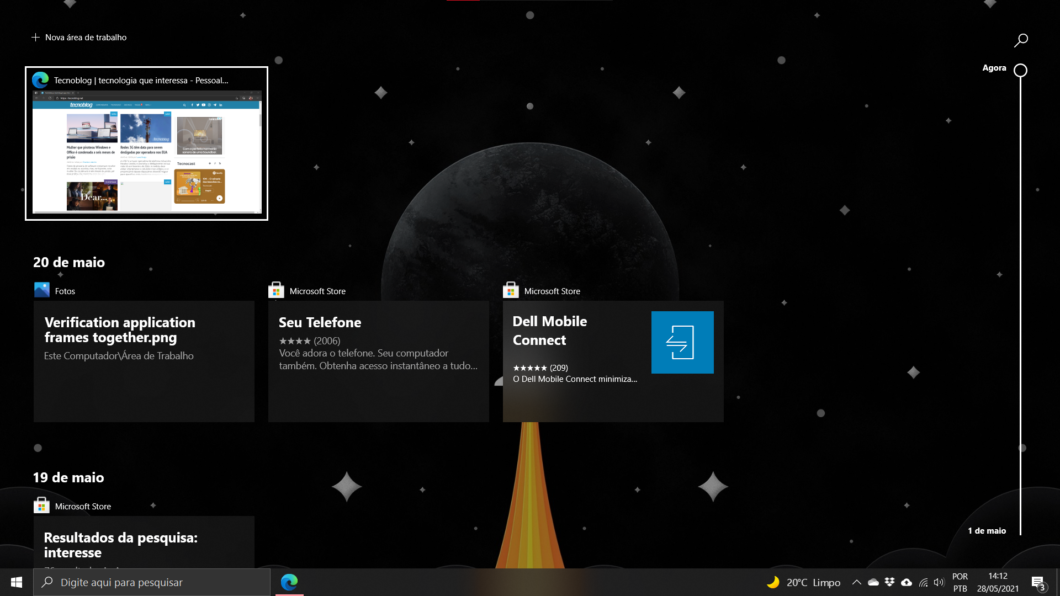 Linha do Tempo no Windows 10 (Imagem: reprodução)