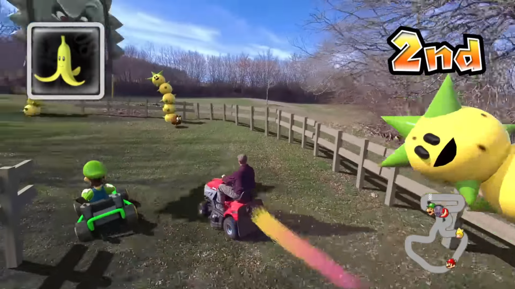 O cineasta Ian Padgham criou uma pista de Mario Kart na vida real (Imagem: Reprodução/YouTube origiful)