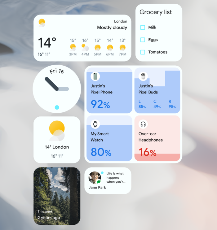 Widgets no Android 12 (Imagem: Divulgação / Google)