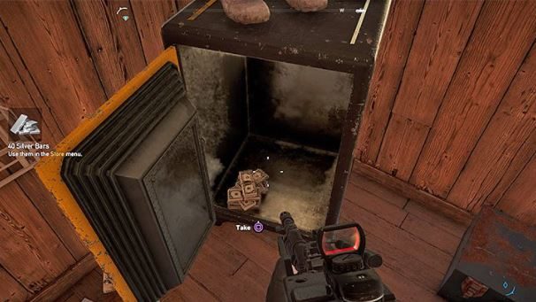 Barras de prata no cofre (imagem: Reprodução / Far Cry 5)