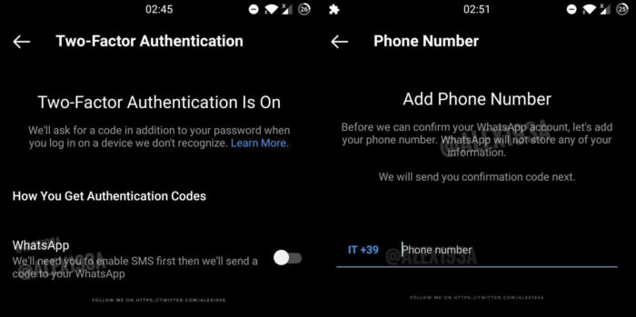 Instagram trabalha em opção para enviar códigos de autenticação via WhatsApp (Imagem: Reprodução/Alessandro Paluzzi/Twitter)