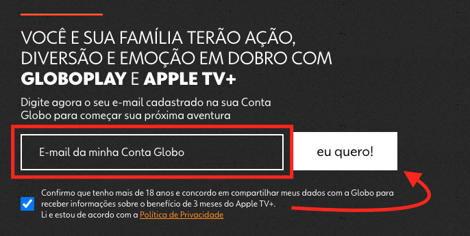 Oferta do Apple TV+ com Globoplay