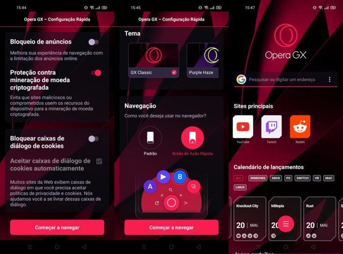 Opera GX Mobile para Android (imagem: Emerson Alecrim/Tecnoblog)