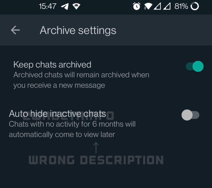 WhatsApp prepara função para arquivar chats automaticamente (Imagem: Reprodução/WABetaInfo)