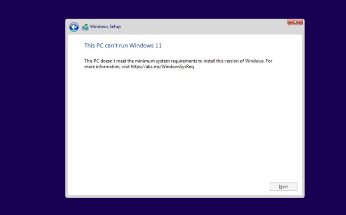 Windows 11 impede instalação em PCs sem TPM (Imagem: Reprodução / Windows Latest)