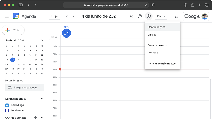 Como definir o horário de trabalho na agenda do Google (Imagem: Paulo Higa/Reprodução)