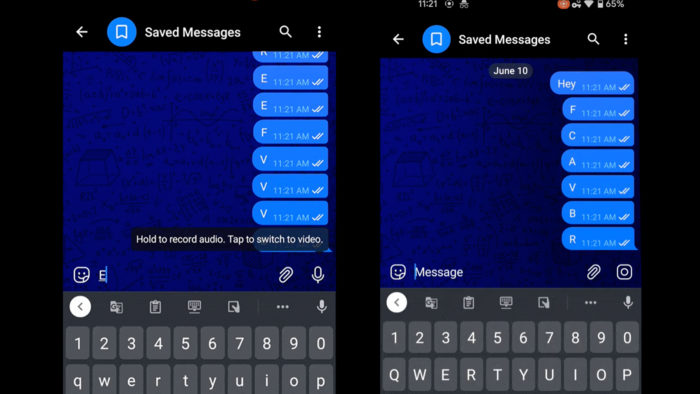 Mudança na cor do fundo conforme o usuário digita mensagens (Imagem: Android Police/ Reprodução