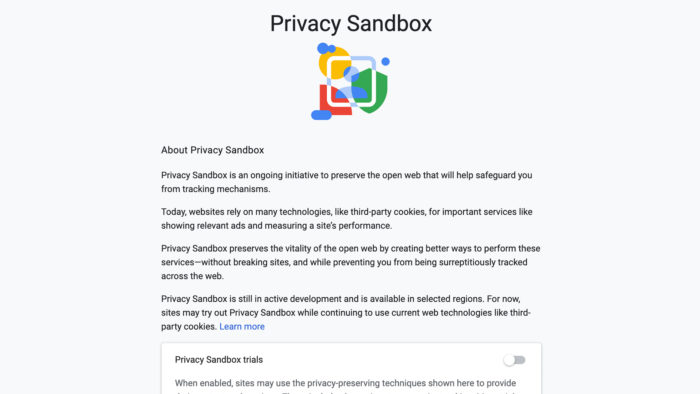 A nova ferramenta de Privacy Sandbox, do Google, pode ser desativada ou habilitada (Imagem: Reprodução)