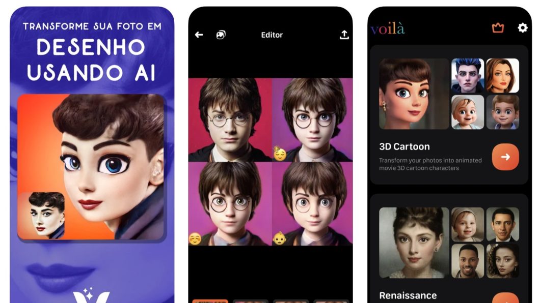 Voilà AI Artist transforma rostos em desenhos (Imagem: Reprodução / App Store)