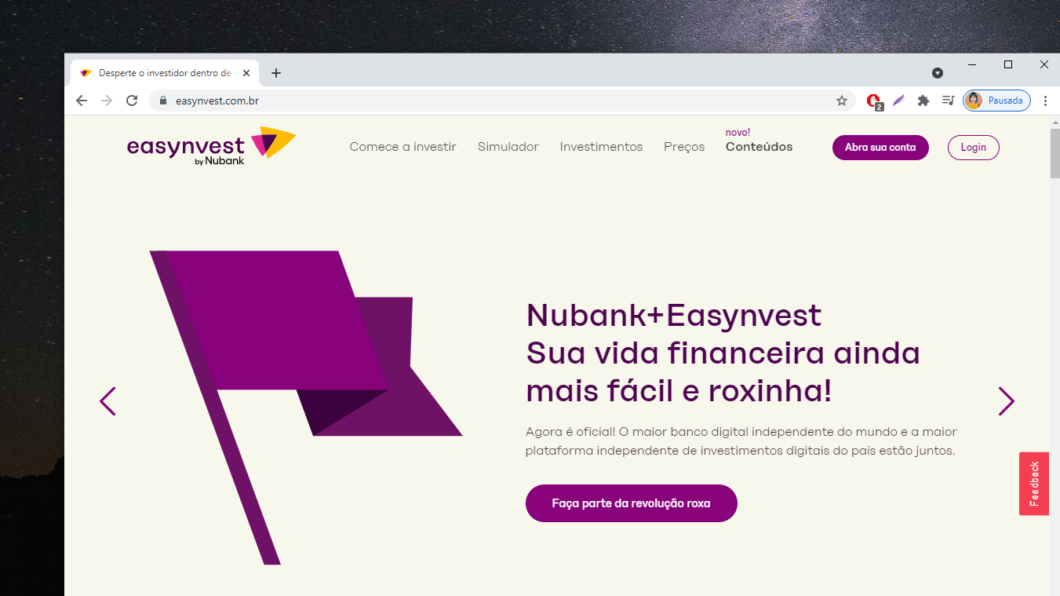 Easynvest by Nubank (Imagem: Reprodução)
