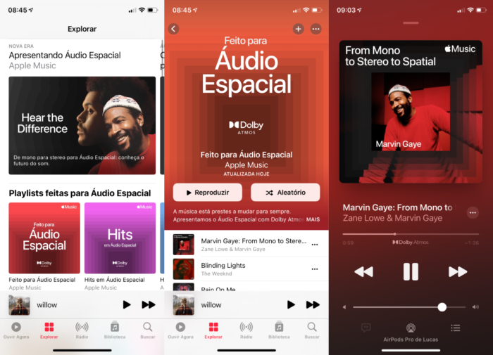 Áudio Lossless e Dolby Atmos no Apple Music (Imagem: reprodução/Apple Music)