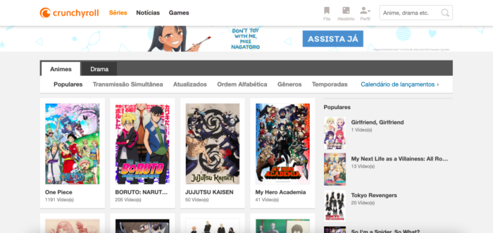 Guia de serviços por streaming de animes no Brasil N° 3 Crunchyroll (Parte  1: Info e lista de A a E)