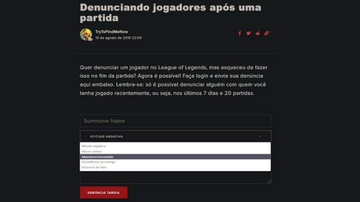 LoL Denúncias