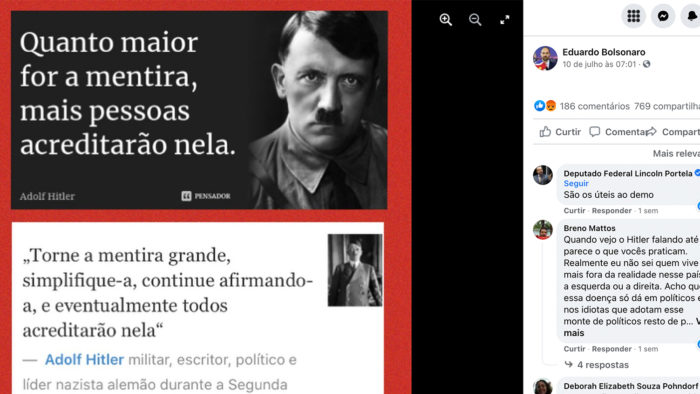 Print do post Eduardo Bolsonaro que cita Hitler (Imagem: Reprodução)