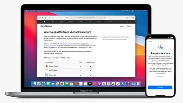 Com o Legado Digital do Apple ID, uma pessoa de confiança pode acessar seus dados em caso de necessidade (Imagem: Divulgação/Apple)
